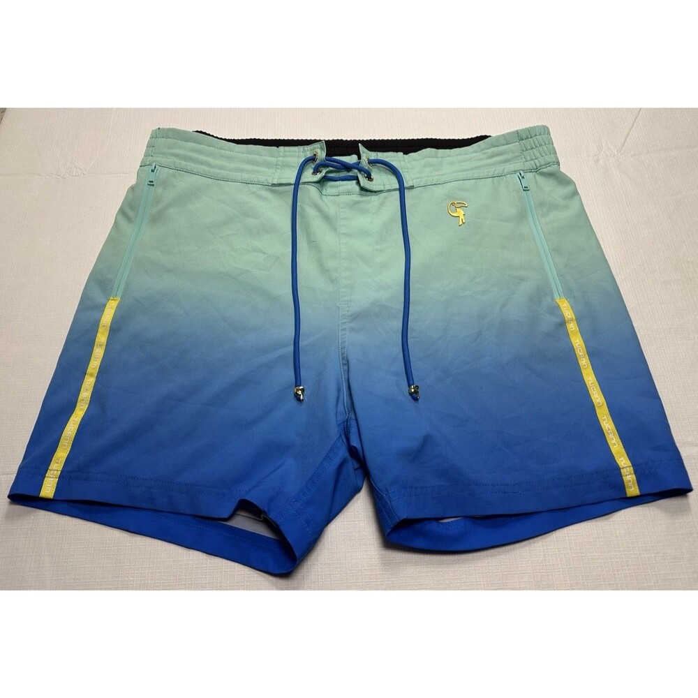 Men's Tucann Faded Ocean Swim Trunks 5" Size Medium Green Blue Hombre *READ*